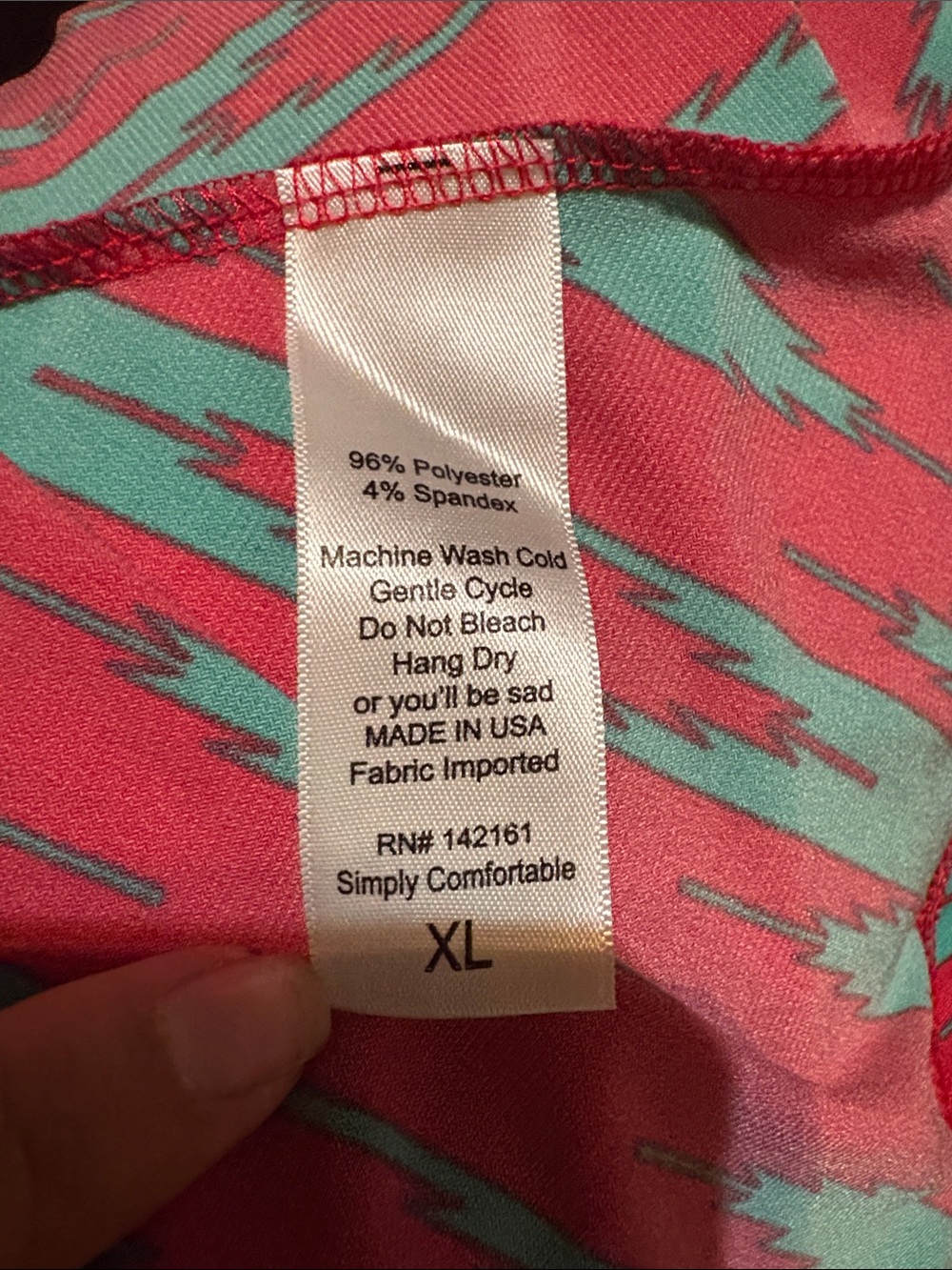 LuLaRoe bright colored skirt full length, pink/turquoise pattern sz. XL* - Picture 5 of 6